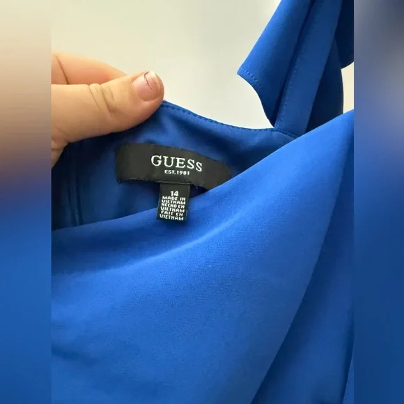 Guess Asymmetrical Blue Ruffle Dress - Picture 3 of 4